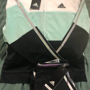 2 piece adidas 2 pc Girl's Color-Block Track suit (Big Kids) Mint XL ...
